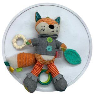 Infantino GaGa Fox Playtime Pal Plush Stroller Car Seat Toy Rattle Teether 11.5"